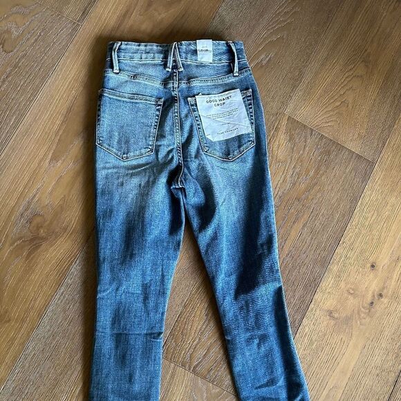 GOOD AMERICAN Ripped Good Waist Chew Hem Ankle Skinny Jeans In Blue634 - Picture 8 of 8